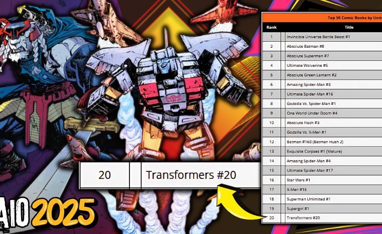Transformers #20 entre Quadrinhos Mais Vendidos de Maio/25!