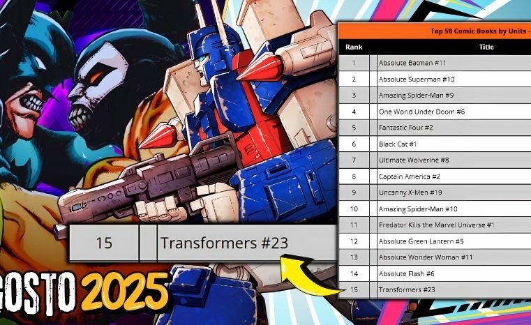 Transformers #23 entre Quadrinhos Mais Vendidos de Agosto/25!