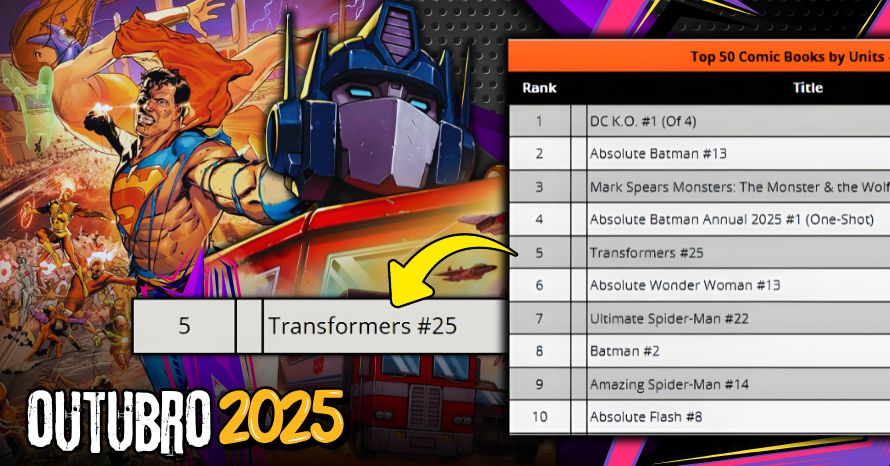 Transformers #25 entre Quadrinhos Mais Vendidos de Outubro/25!