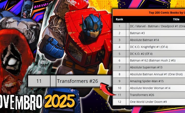 Transformers #26 entre Quadrinhos Mais Vendidos de Novembro/25!